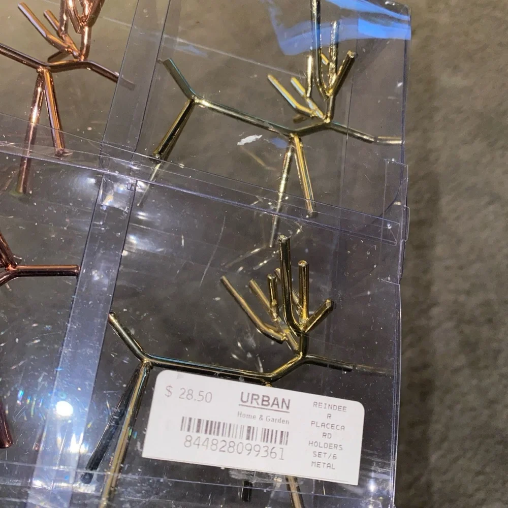 Urban Home  Garden Metal Reindeer Place card Dining Holders Set (6) Christmas‎